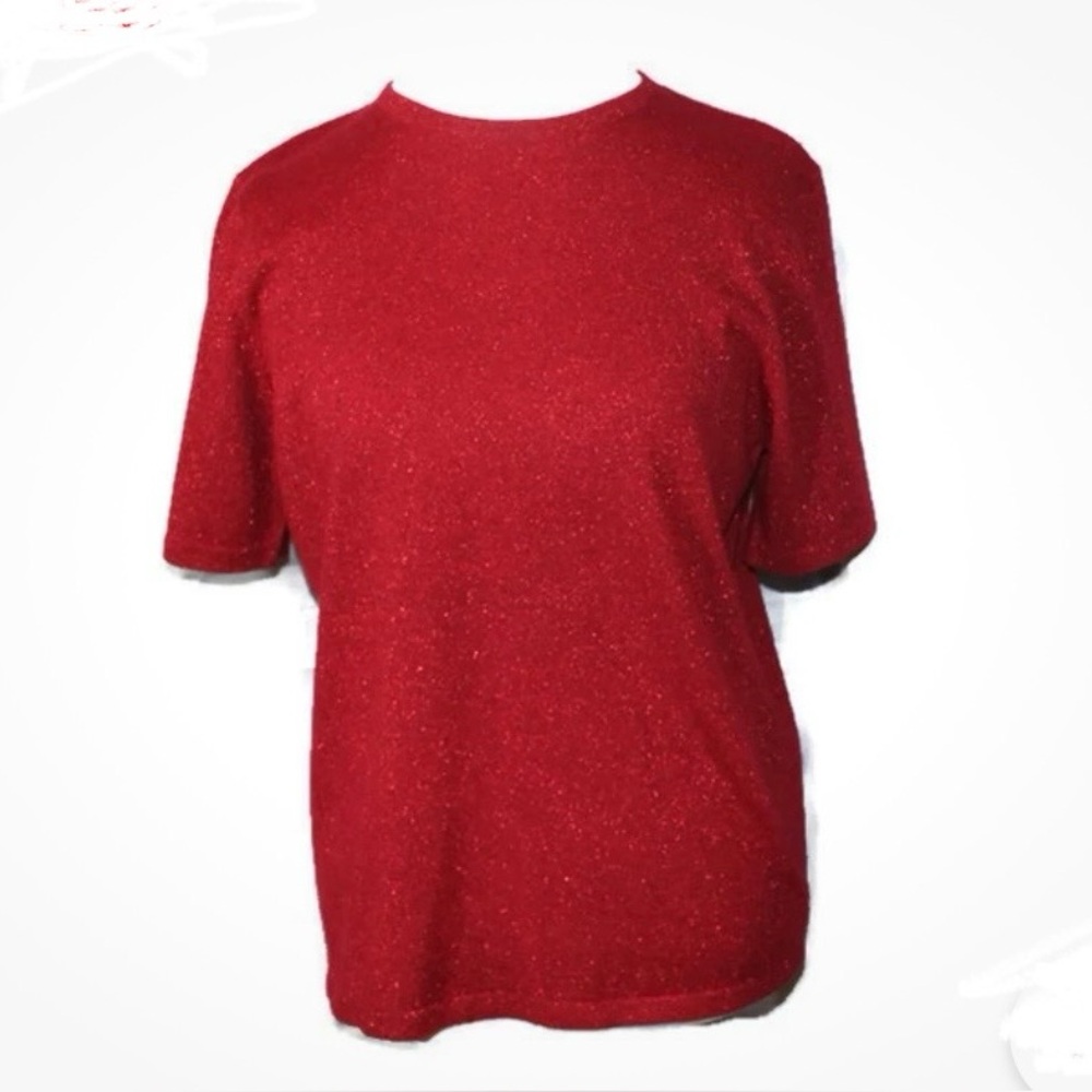 2/$20 -1XL Allison Daley Sparkly Dressy Red Shirt / Stretchy - great fall weight